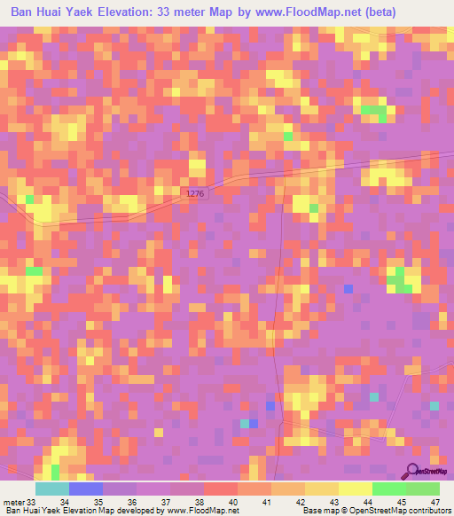 Ban Huai Yaek,Thailand Elevation Map