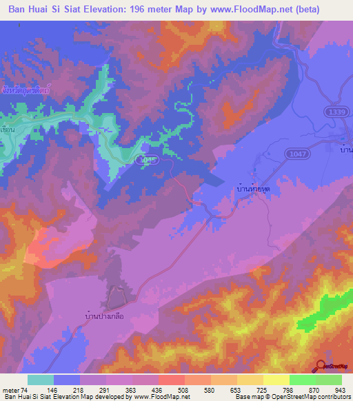 Ban Huai Si Siat,Thailand Elevation Map