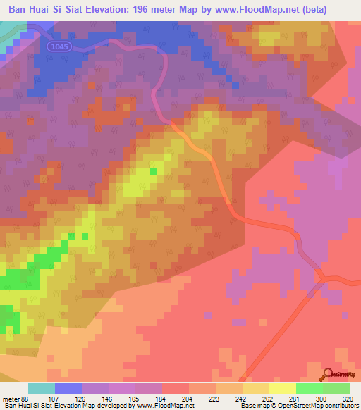 Ban Huai Si Siat,Thailand Elevation Map