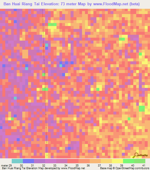 Ban Huai Riang Tai,Thailand Elevation Map