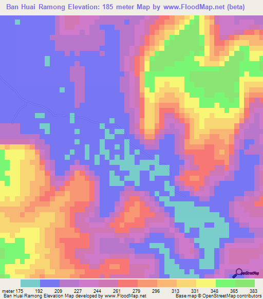Ban Huai Ramong,Thailand Elevation Map