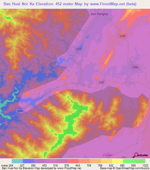 Ban Huai Noi Ka,Thailand Elevation Map