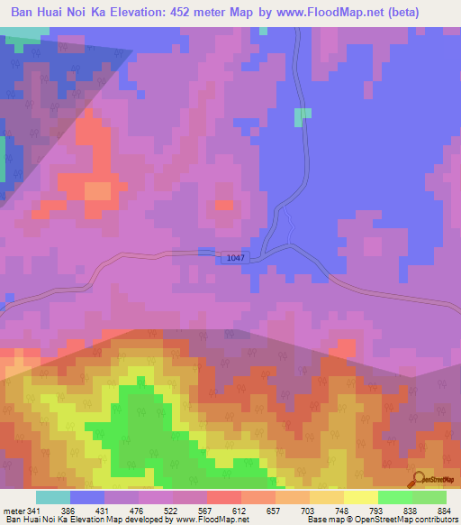 Ban Huai Noi Ka,Thailand Elevation Map