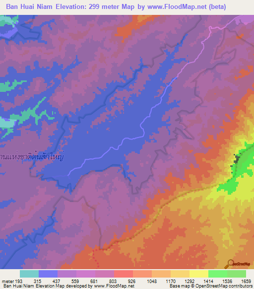 Ban Huai Niam,Thailand Elevation Map