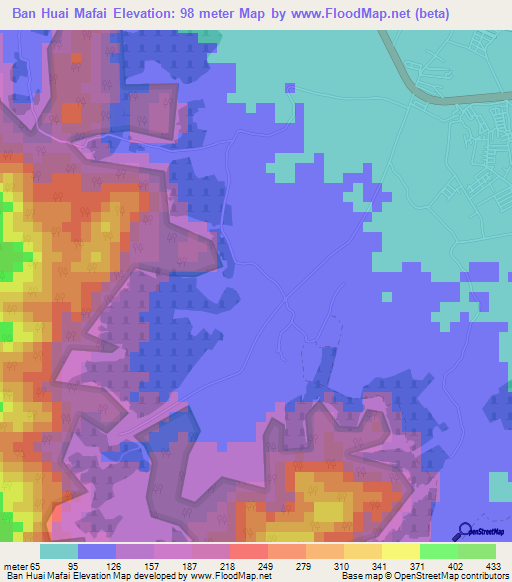 Ban Huai Mafai,Thailand Elevation Map