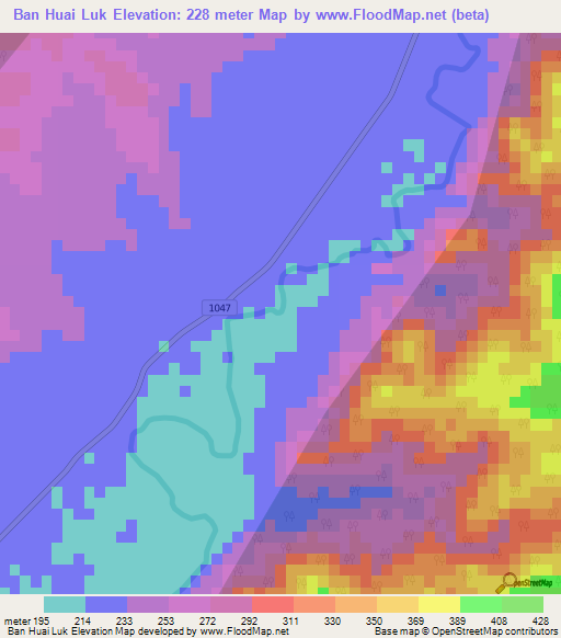 Ban Huai Luk,Thailand Elevation Map