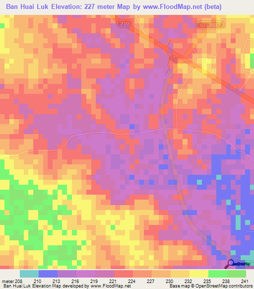 Ban Huai Luk,Thailand Elevation Map