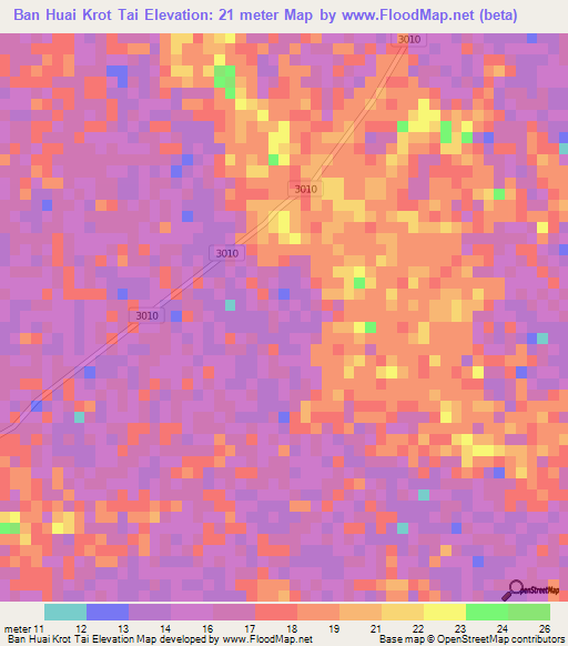 Ban Huai Krot Tai,Thailand Elevation Map