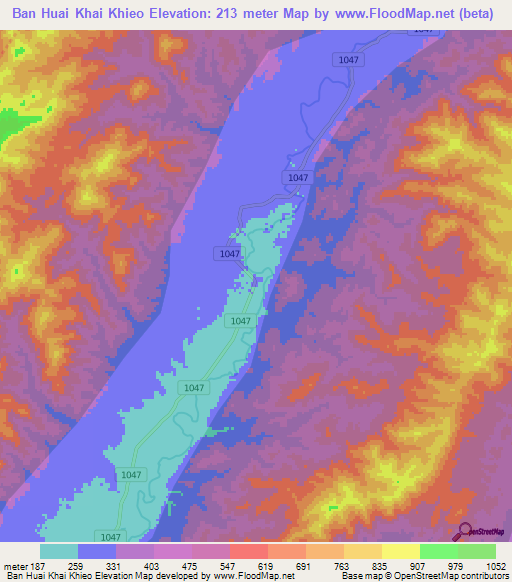 Ban Huai Khai Khieo,Thailand Elevation Map