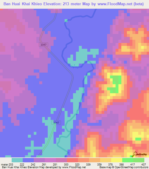 Ban Huai Khai Khieo,Thailand Elevation Map