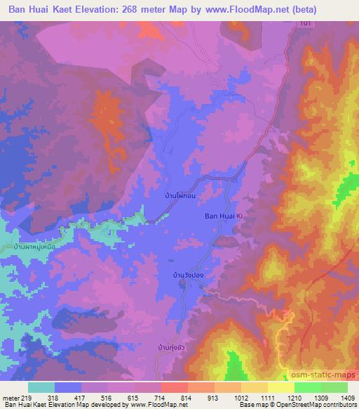 Ban Huai Kaet,Thailand Elevation Map