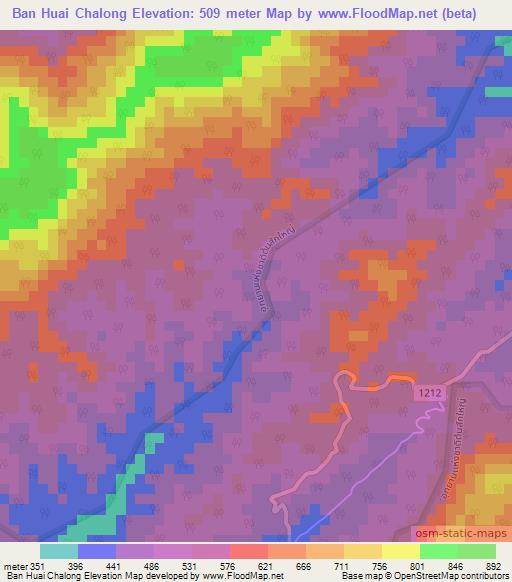 Ban Huai Chalong,Thailand Elevation Map