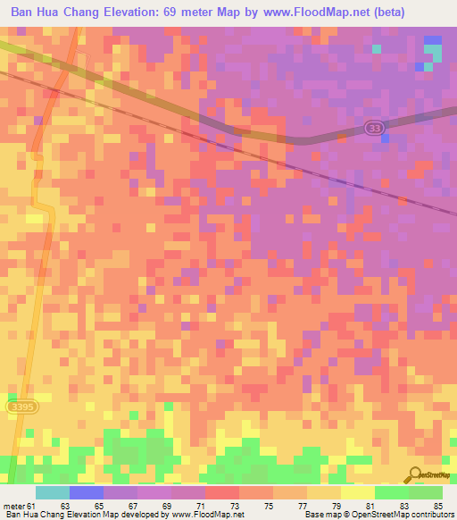 Ban Hua Chang,Thailand Elevation Map