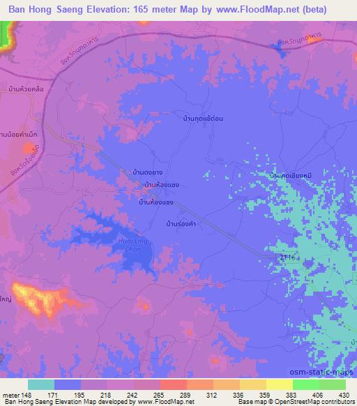 Ban Hong Saeng,Thailand Elevation Map