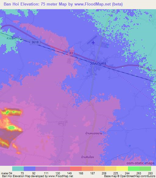Ban Hoi,Thailand Elevation Map
