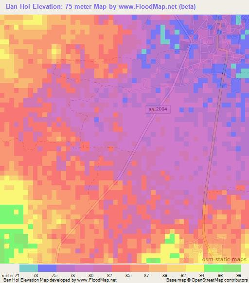 Ban Hoi,Thailand Elevation Map