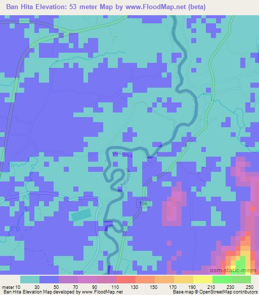 Ban Hita,Thailand Elevation Map