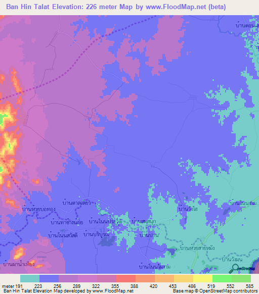 Ban Hin Talat,Thailand Elevation Map