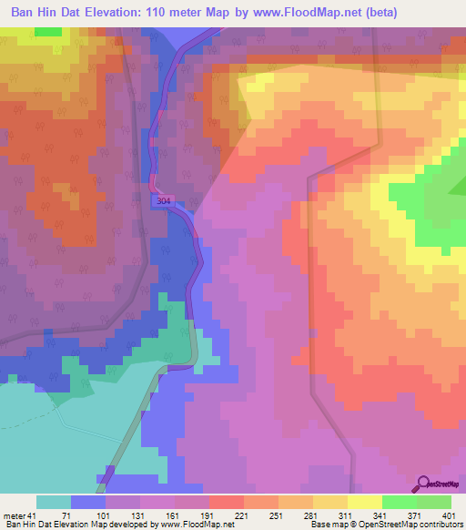 Ban Hin Dat,Thailand Elevation Map
