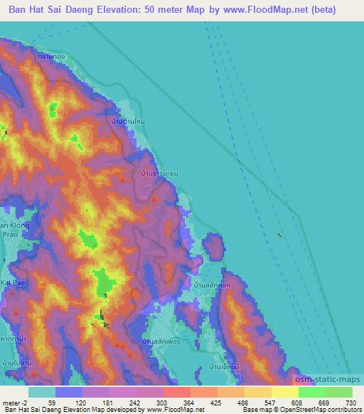 Ban Hat Sai Daeng,Thailand Elevation Map