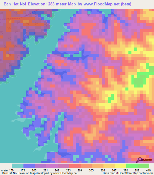 Ban Hat Noi,Thailand Elevation Map