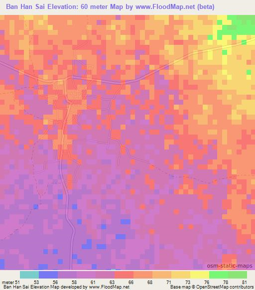 Ban Han Sai,Thailand Elevation Map