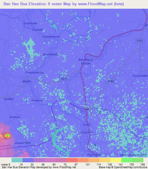 Ban Han Bua,Thailand Elevation Map