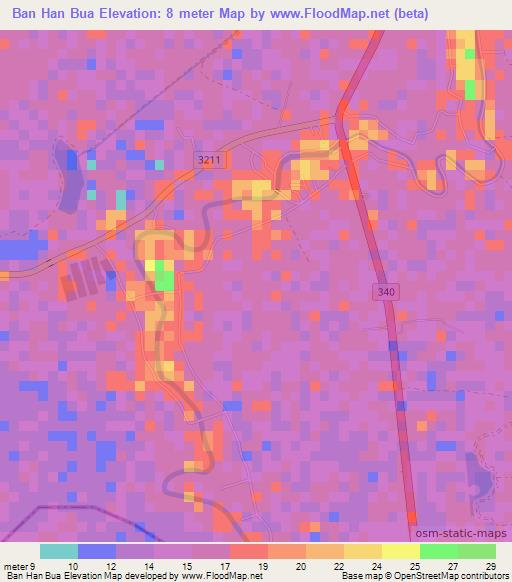 Ban Han Bua,Thailand Elevation Map