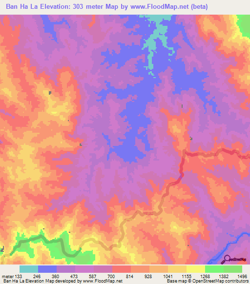 Ban Ha La,Thailand Elevation Map