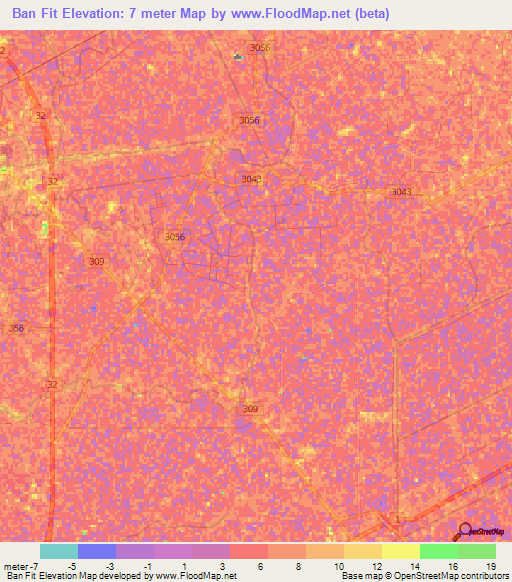 Ban Fit,Thailand Elevation Map