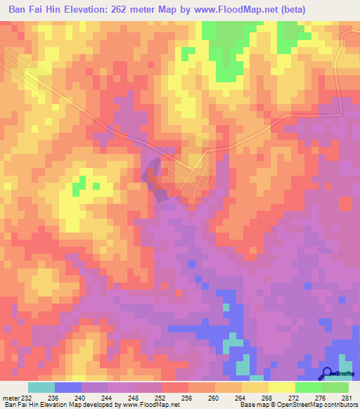Ban Fai Hin,Thailand Elevation Map