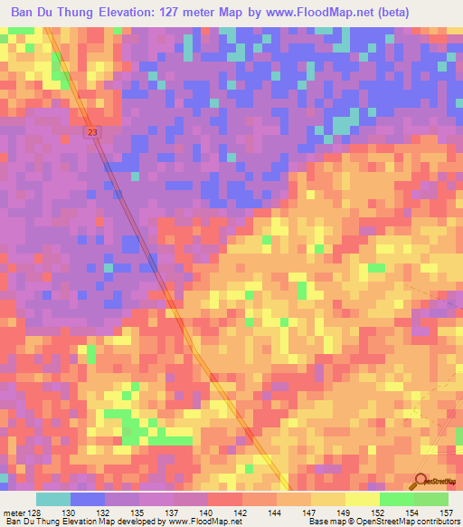 Ban Du Thung,Thailand Elevation Map