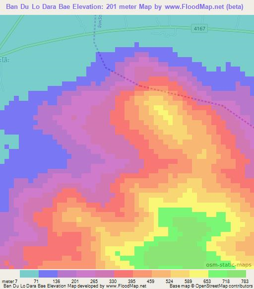 Ban Du Lo Dara Bae,Thailand Elevation Map