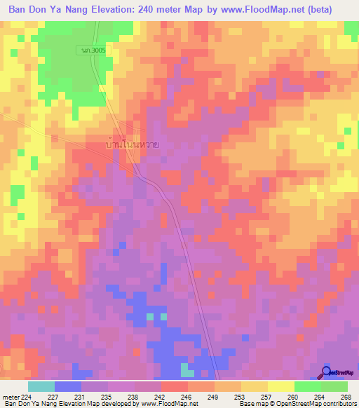 Ban Don Ya Nang,Thailand Elevation Map