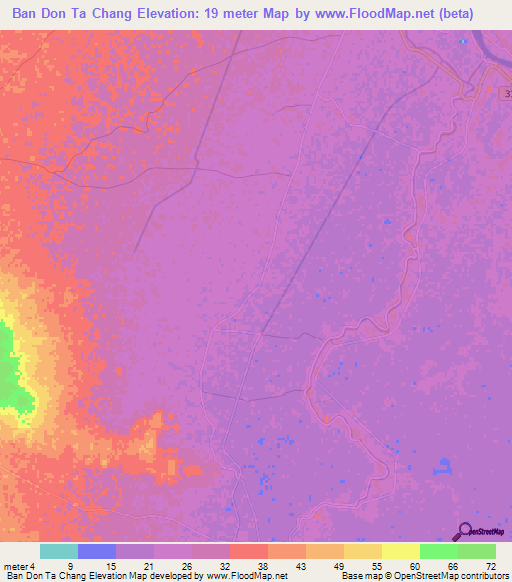 Ban Don Ta Chang,Thailand Elevation Map