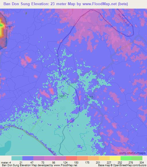 Ban Don Sung,Thailand Elevation Map