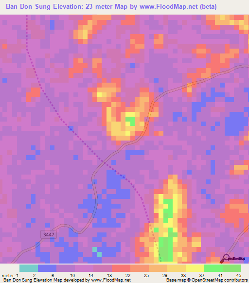 Ban Don Sung,Thailand Elevation Map