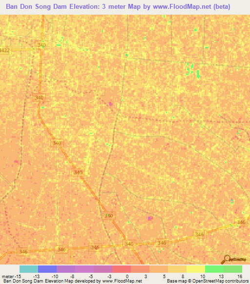 Ban Don Song Dam,Thailand Elevation Map