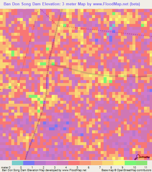 Ban Don Song Dam,Thailand Elevation Map