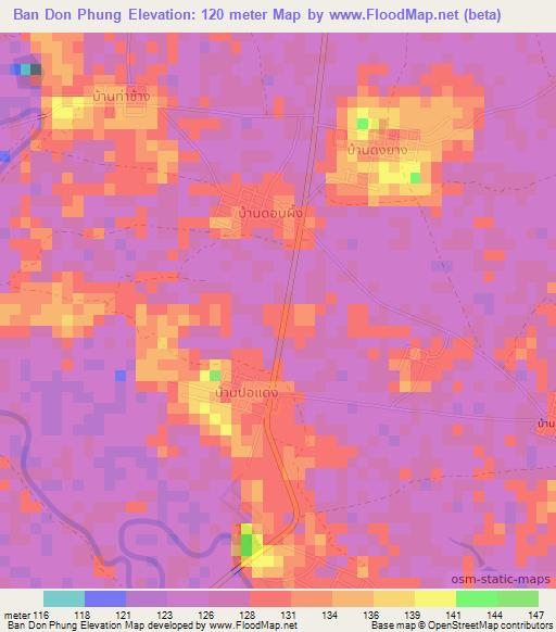 Ban Don Phung,Thailand Elevation Map