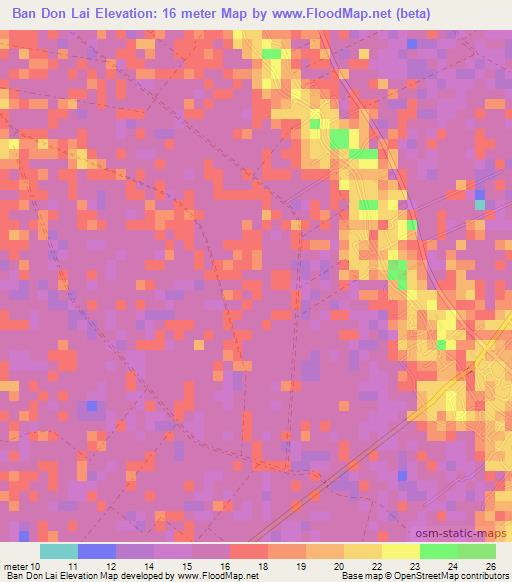 Ban Don Lai,Thailand Elevation Map