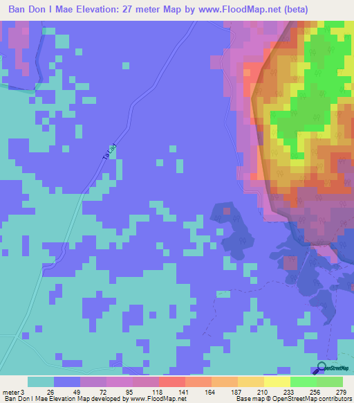 Ban Don I Mae,Thailand Elevation Map