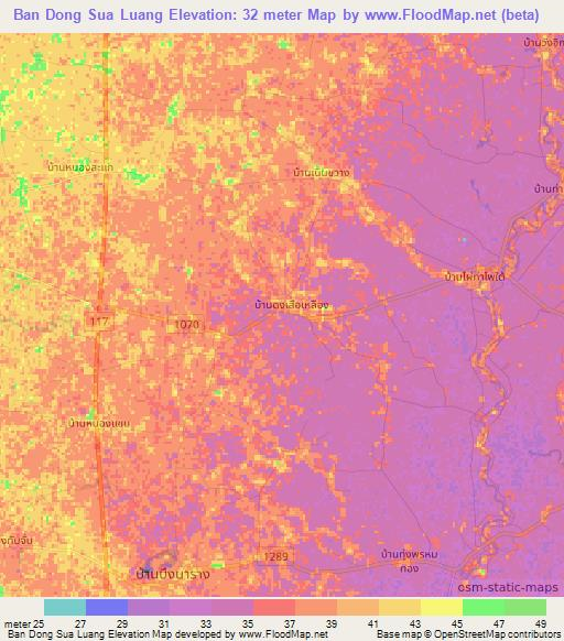 Ban Dong Sua Luang,Thailand Elevation Map