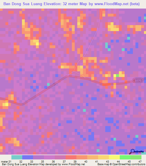Ban Dong Sua Luang,Thailand Elevation Map