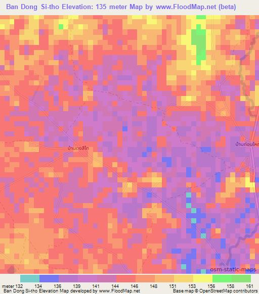 Ban Dong Si-tho,Thailand Elevation Map