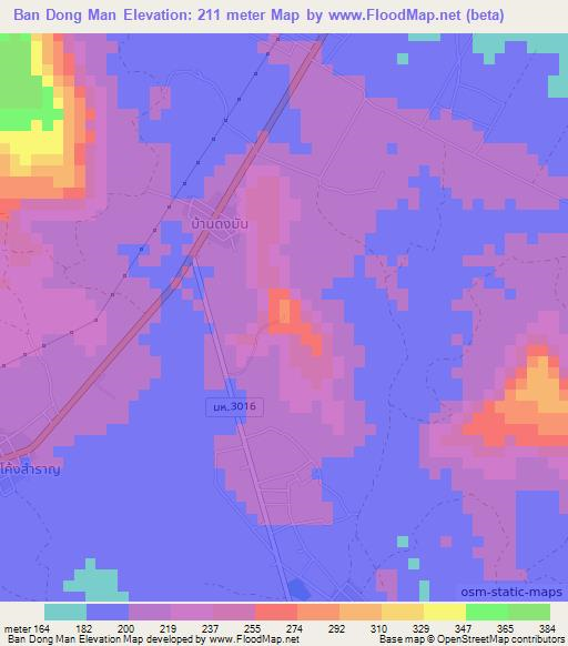 Ban Dong Man,Thailand Elevation Map