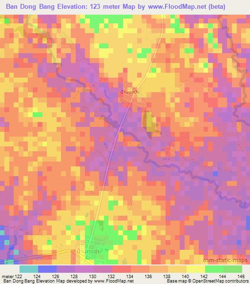 Ban Dong Bang,Thailand Elevation Map