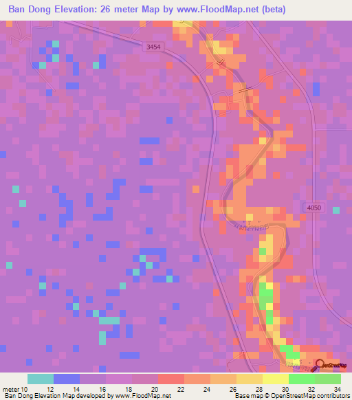 Ban Dong,Thailand Elevation Map