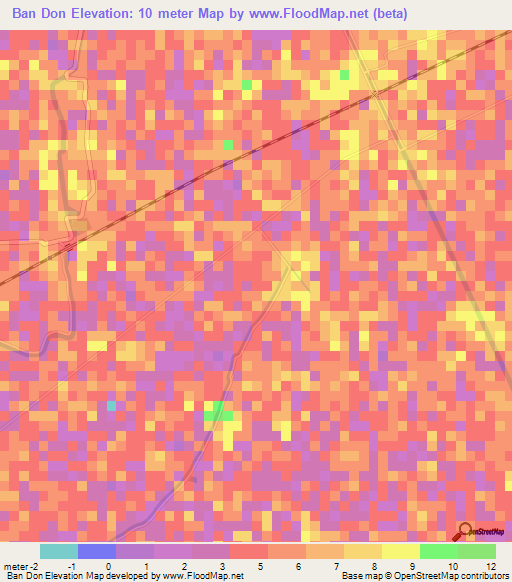 Ban Don,Thailand Elevation Map