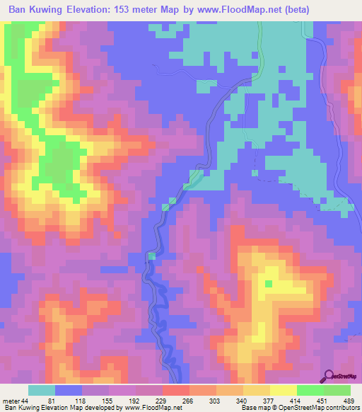 Ban Kuwing,Thailand Elevation Map
